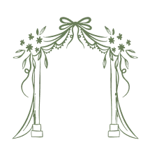A flower-covered wedding arch.